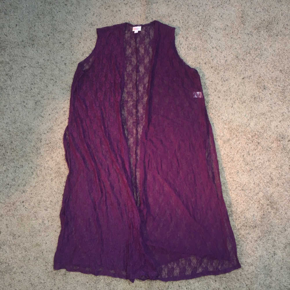 LulaRoe purple cardigan size large.